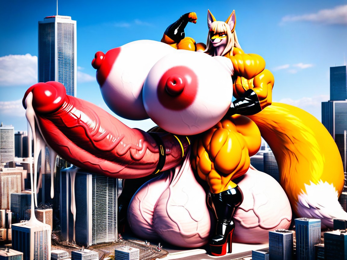 Extremely Long Cock, Hyper Muscle, Fat Cock Furry AI Porn