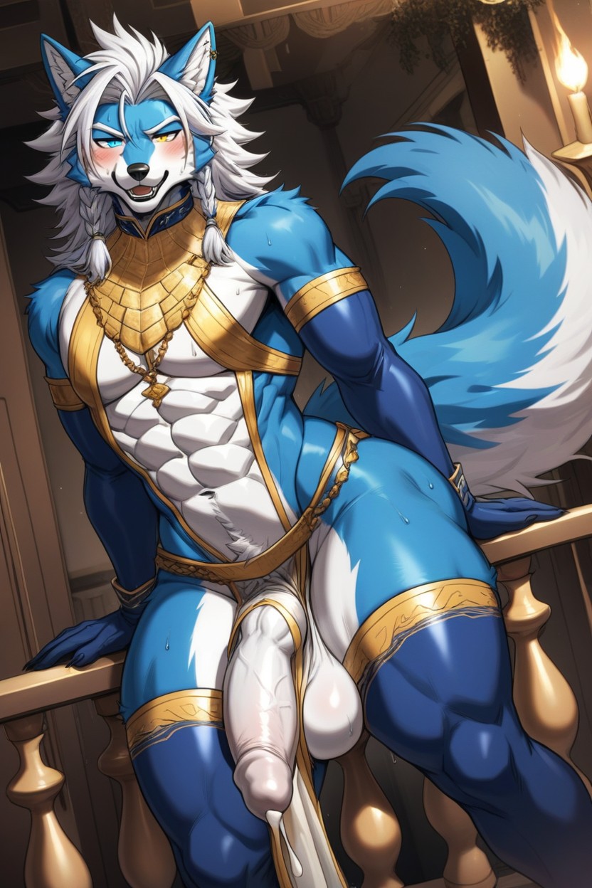 Glossy Gold, Wolf, Balls Larger Than The Body Furry AI Porn