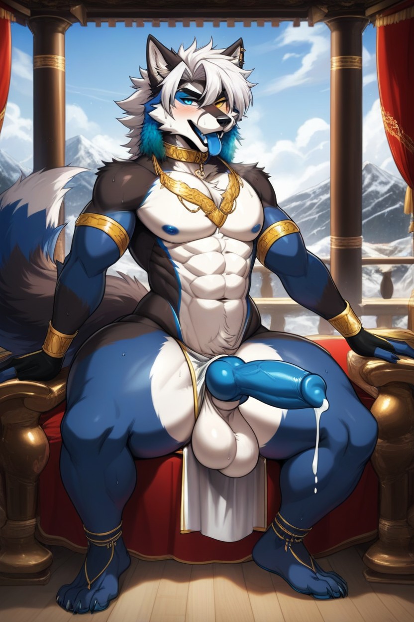 Thick Thighs, Musky Balls, Blue Tongue Furry AI Porn