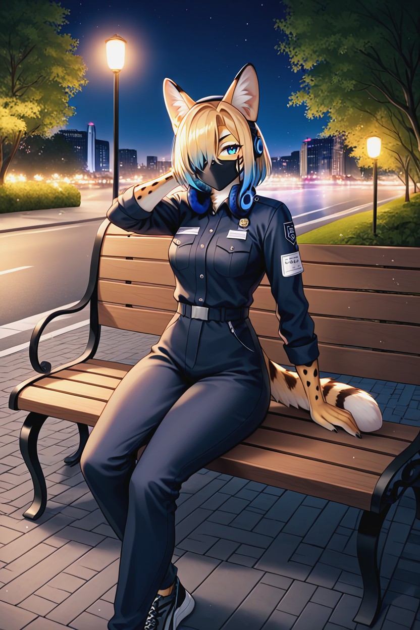Blonde Hair, Park Bench, 18+ Furry AI Porn