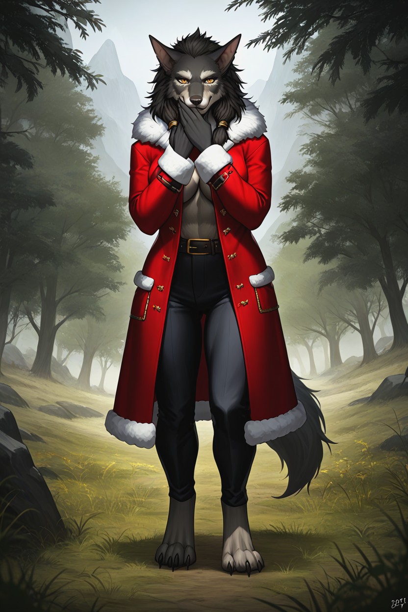 Only Black Fur, Full Body, 25+ Furry AI Porn