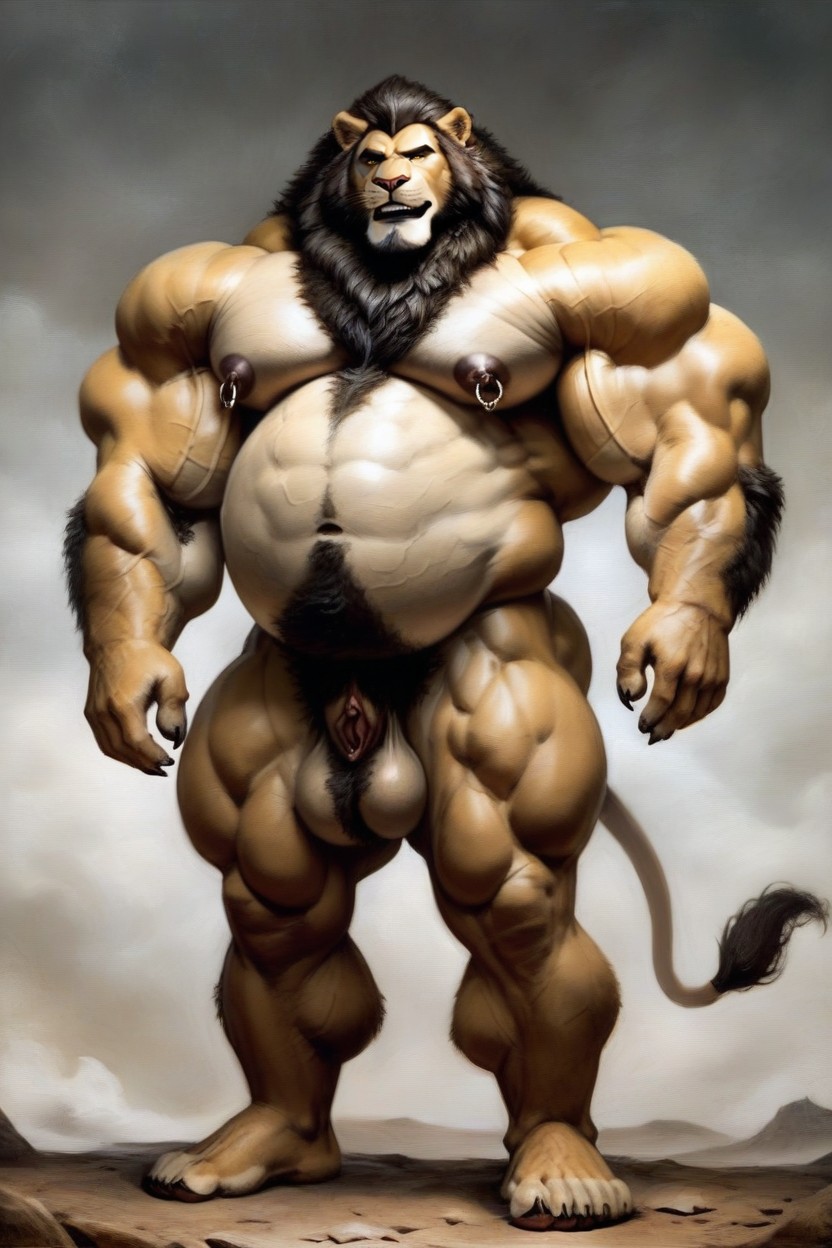 Hyper Muscle Growth, Armpit Hair, Massively Swollen Muscles Porno IA Furry