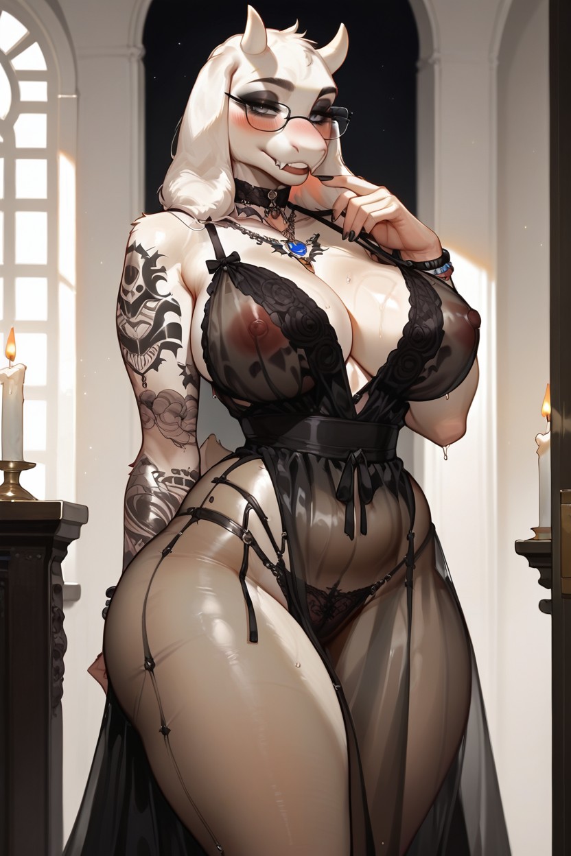 Dark Bedroom, Perfect Face, Seductive Pose Furry AI Porn