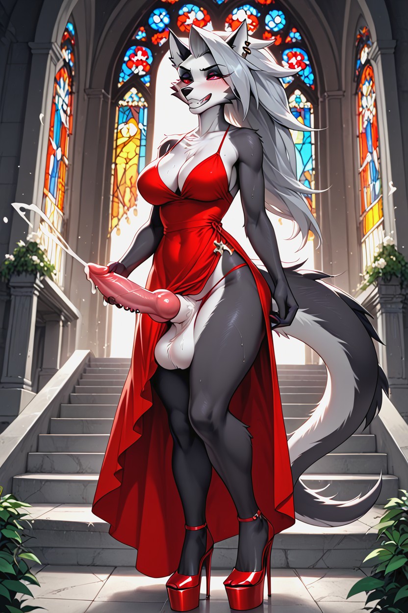 Full Body, Penis Piercing Pulling, Erection Furry IA