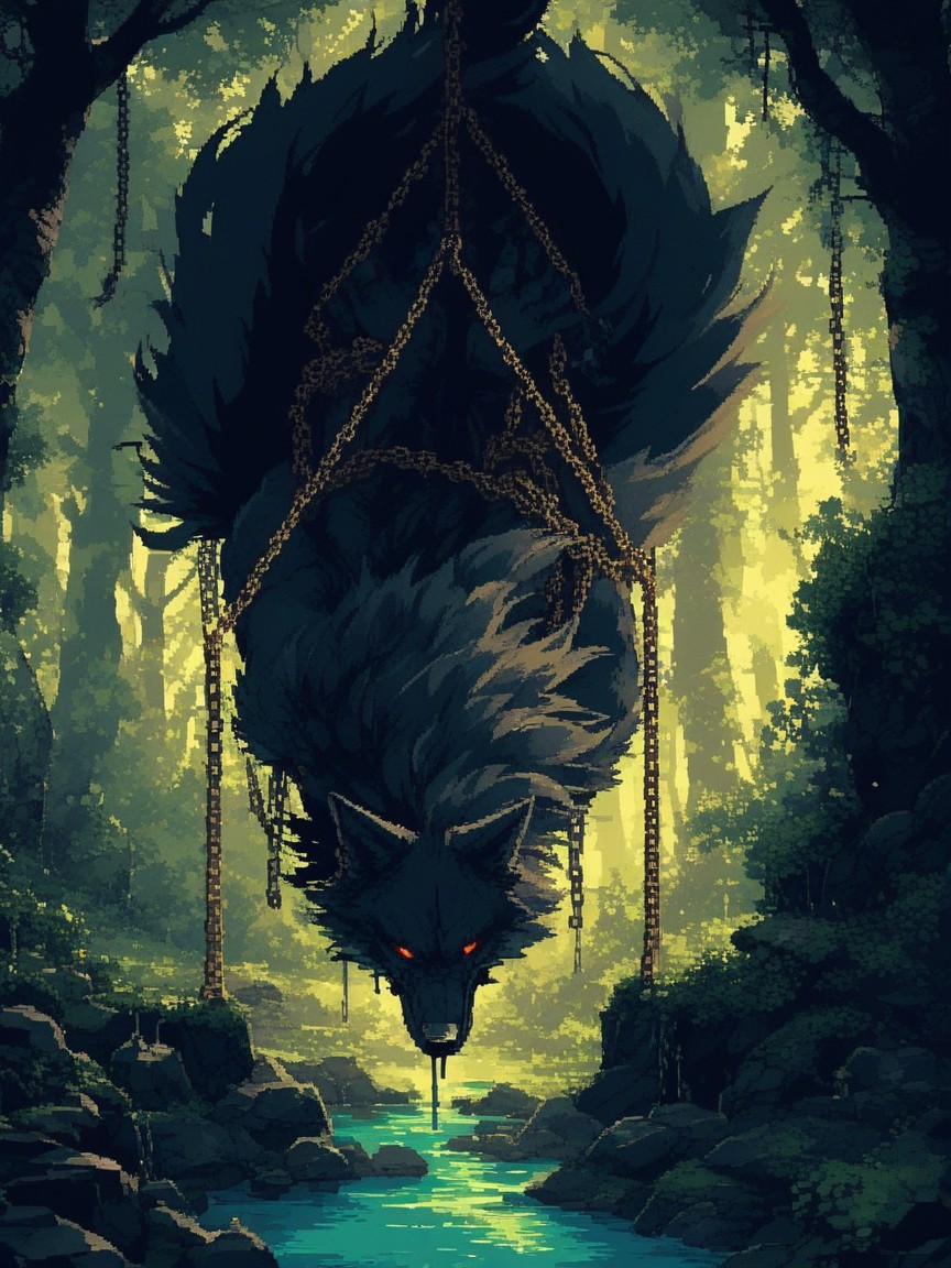 18+, Wide Wolf, Hanging Upside Down Furry AI Porn