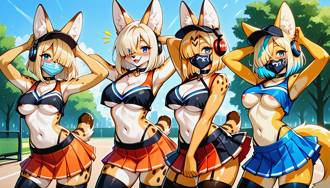 Oiled Up, Face Mask, Cheerleader Furry AI Porn