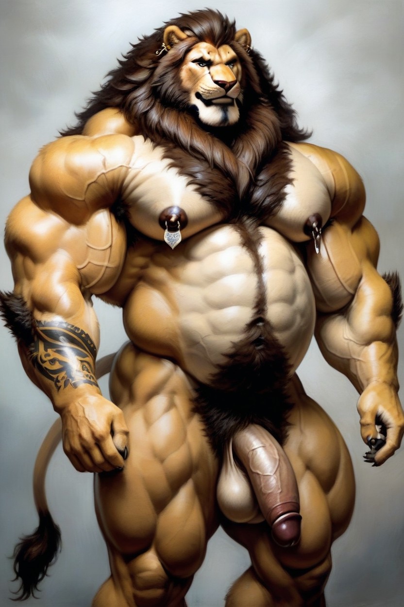 Overgrown Thighs, Handsome Face, Large Round Biceps AI獸人黃片