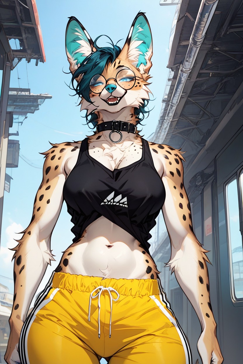 Spotted Fur, Feminine, Blue Eyes Furry AI Porn
