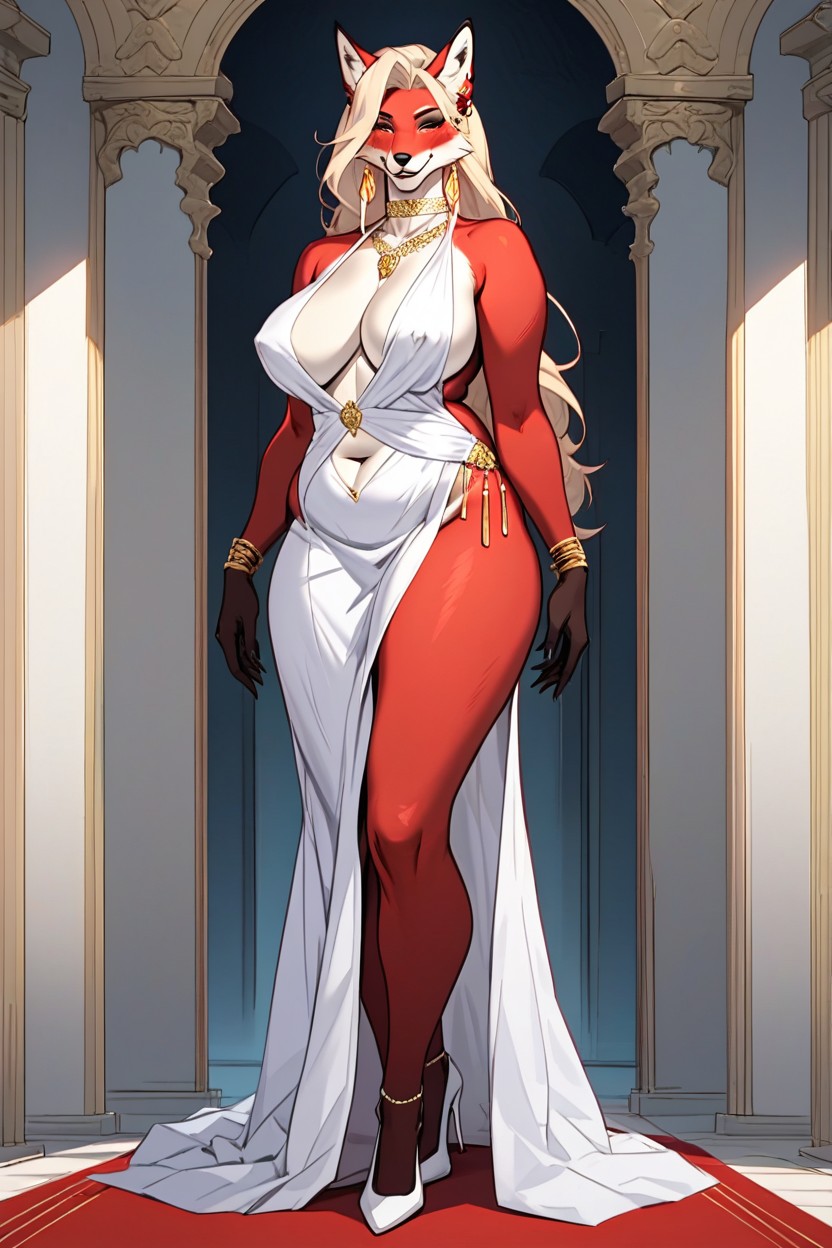 Finger_to_mouth, Pelvic_curtain, Cleavage ファーリーAIポルノ
