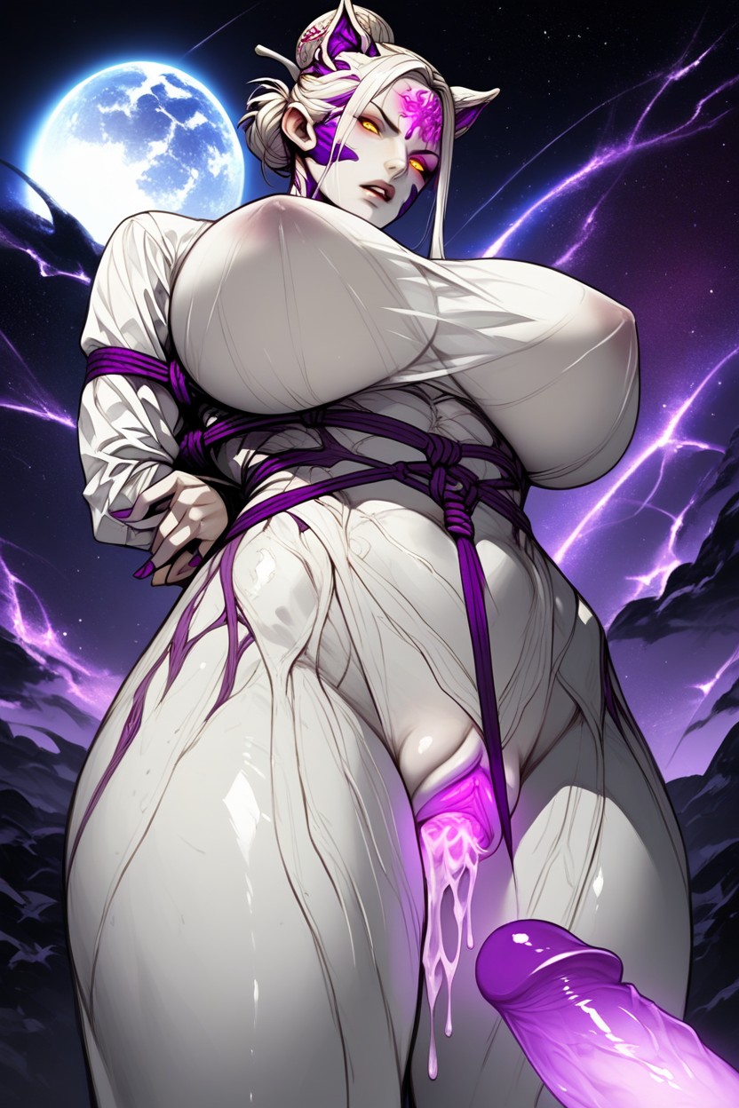 Glowing Pussy Purple, Cinematic, Arms Behind Back Furry AI Porn