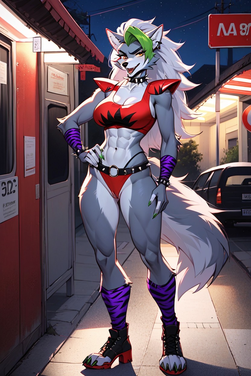 30+, Red Choker Crop Top, Nervous Furry AI Porn