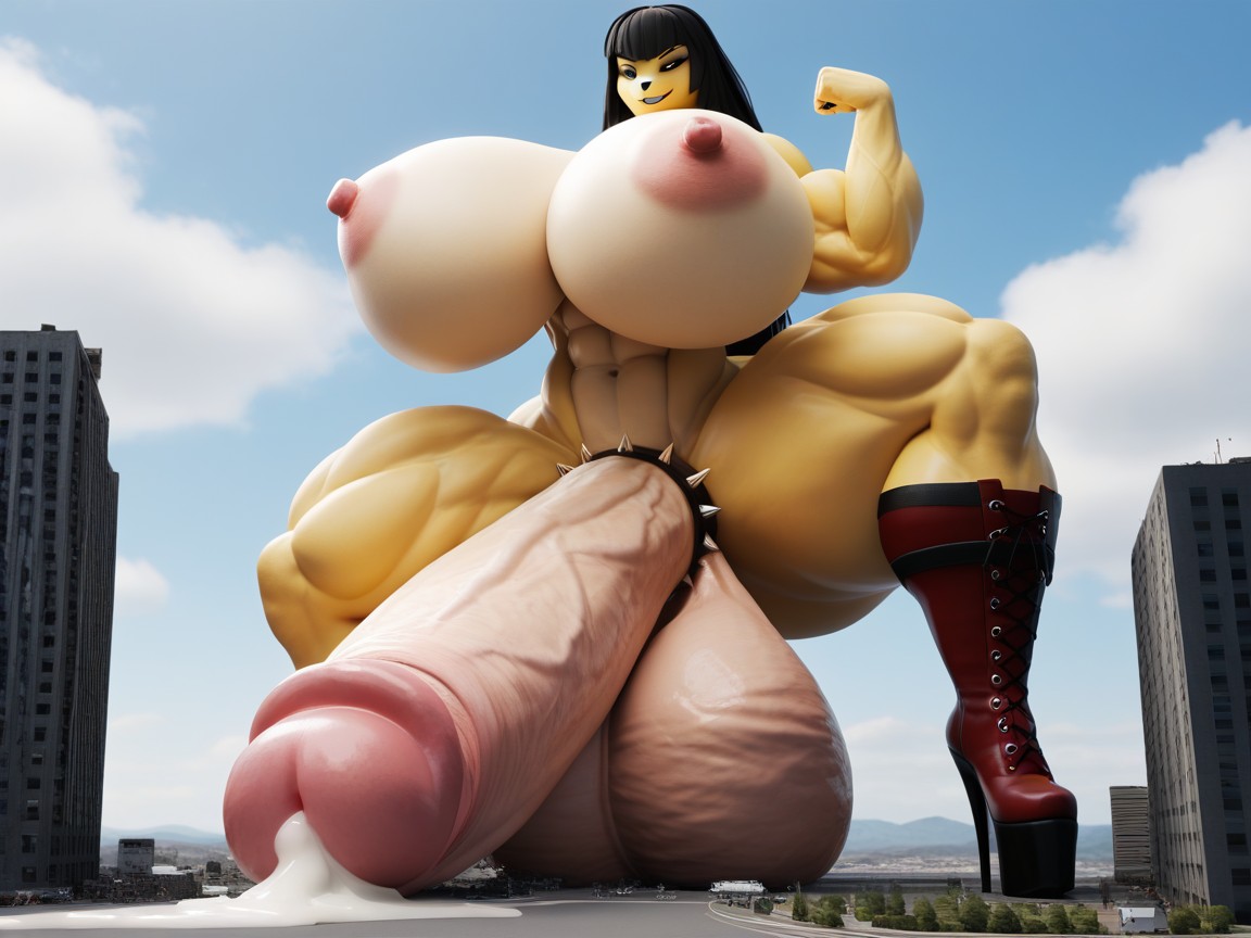 Smug Expression, Toned, Extremely Long Cockcumming Furry AI Porn