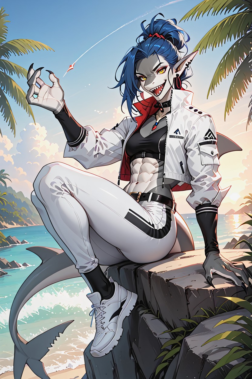 Smiling With Mouth Open, Dark Eyeshadow, Looking At Viewer Furry AI Porn
