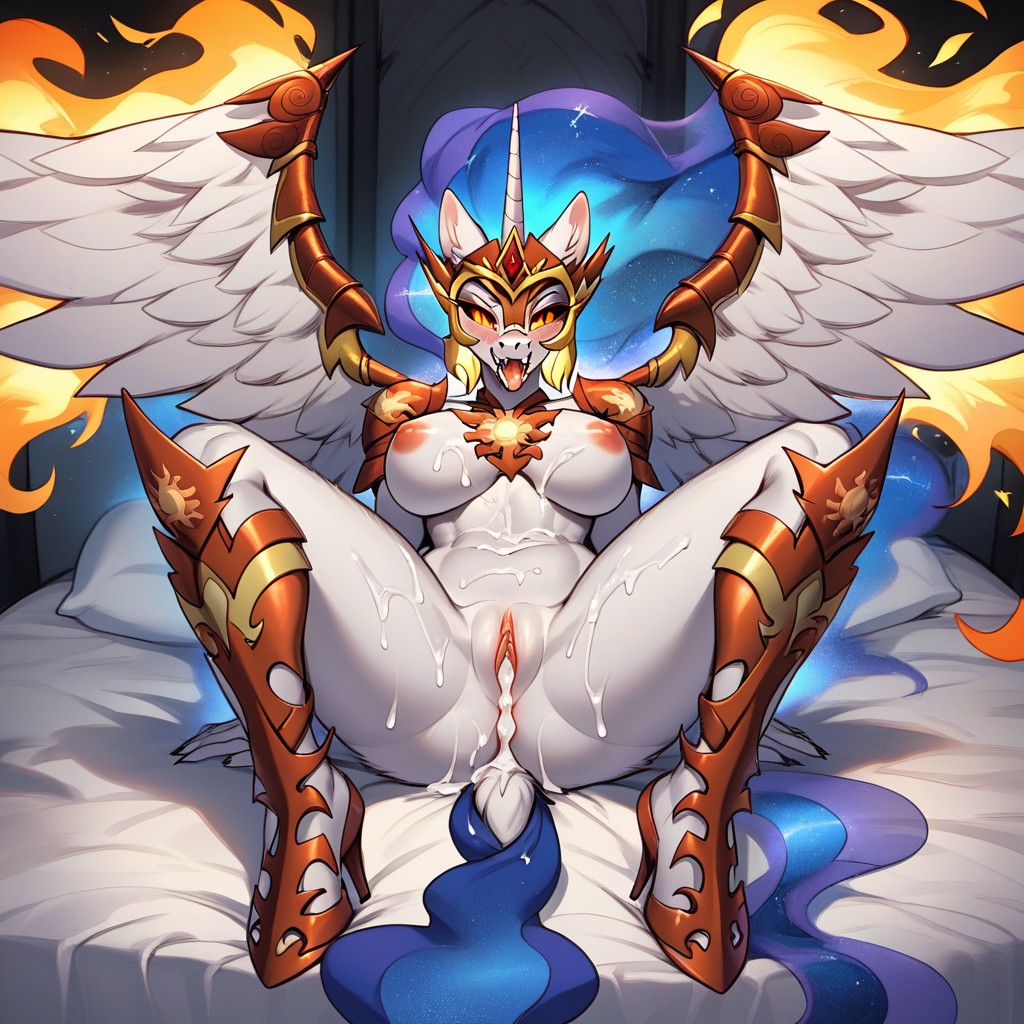 Alicorn, Cum On Thighs, Slit Pupils And Fangs Furry AI Porn