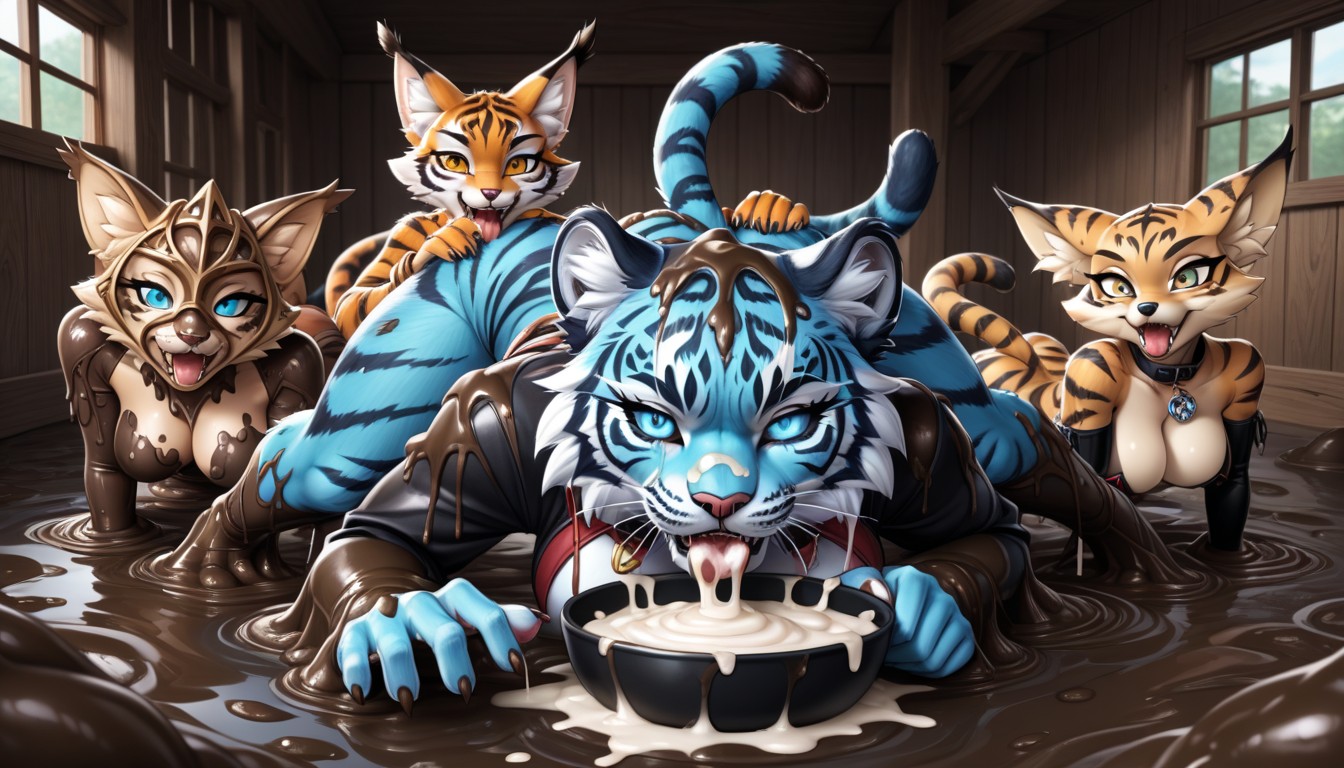 Spitroast, Cat Form, Lots Of Mud Furry AI Porn