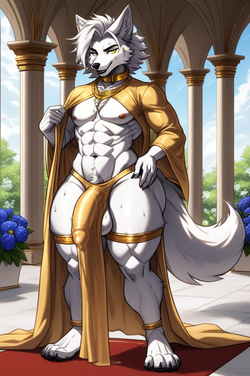 Cock Curtain, Masculine, Paradise Setting Furry IA