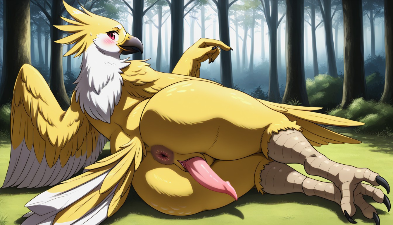 Detailed Skin Folds, Pony Body, Fluffy Feathers Furry AI Porn