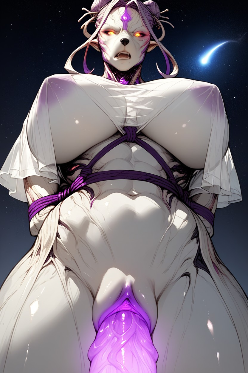 Hair Bun, Glowing Vulva Purple, Fit Furry AI Porn