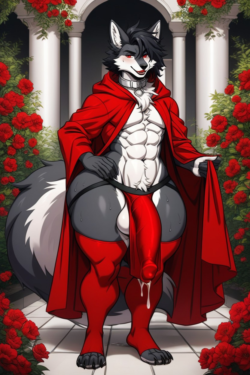 Red Irises, Paradise Setting, Thick Thighs Furry AI Porn