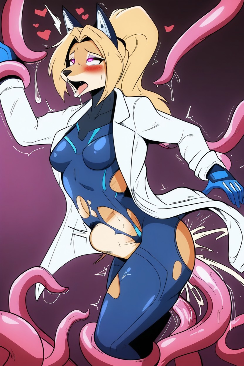 Blonde Hair, Orgasm, Tentacles Becoming Bodysuit Furry AI Porn