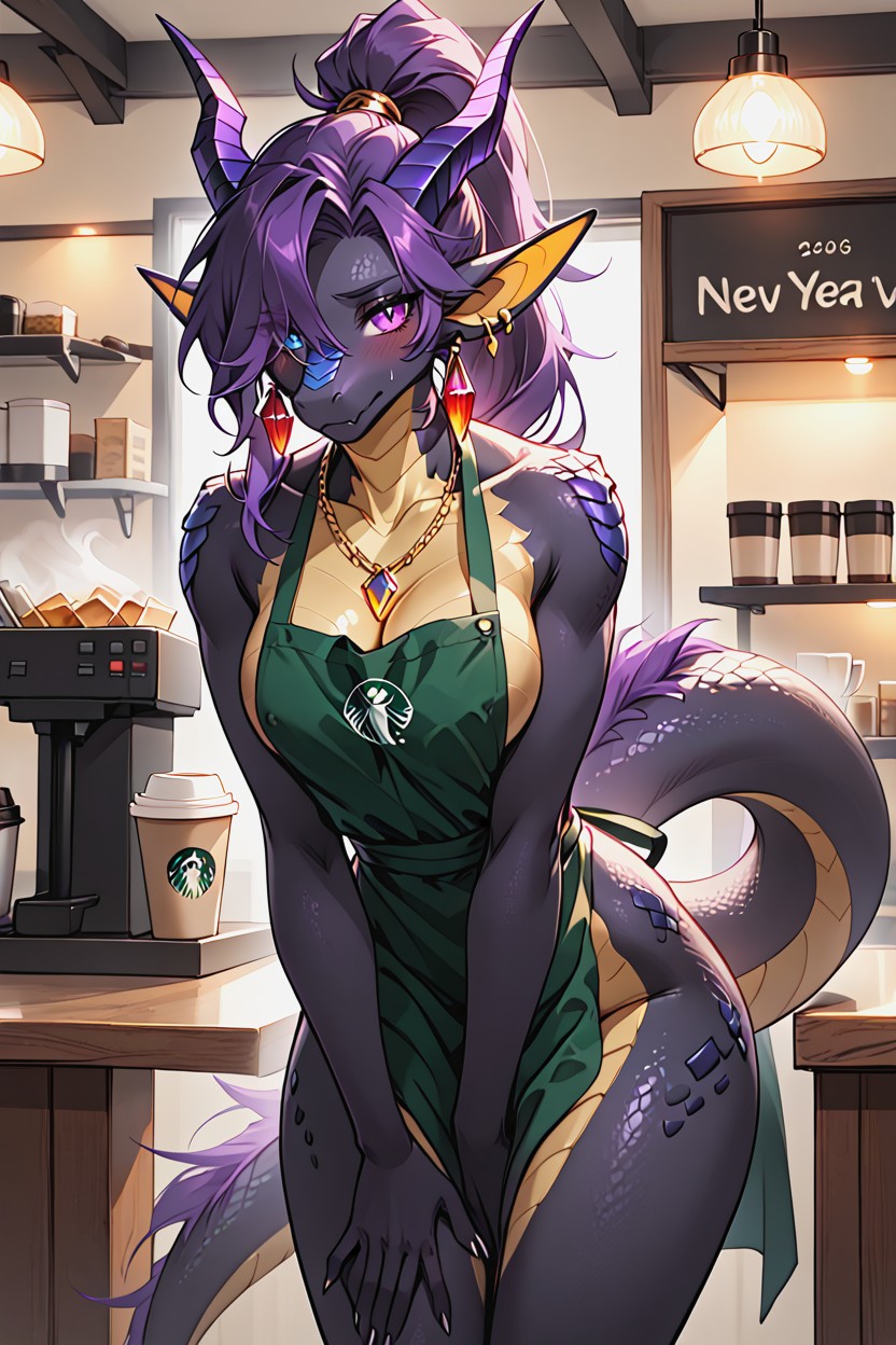 Bending Over, Long Tail, Ponytail Furry AI Porn