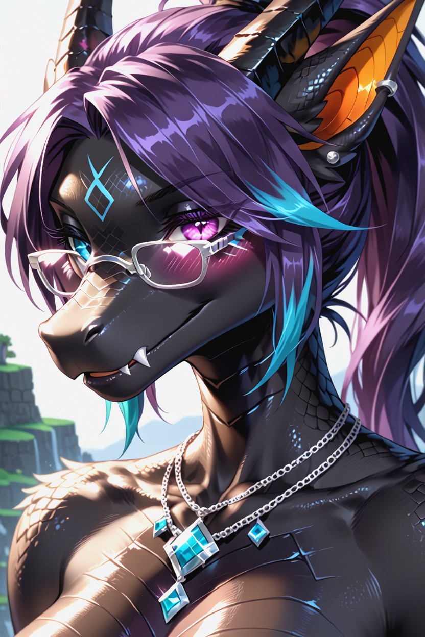 Smiling Mouth Open, Heterochromia, Highly Detailed Furry AI Porn