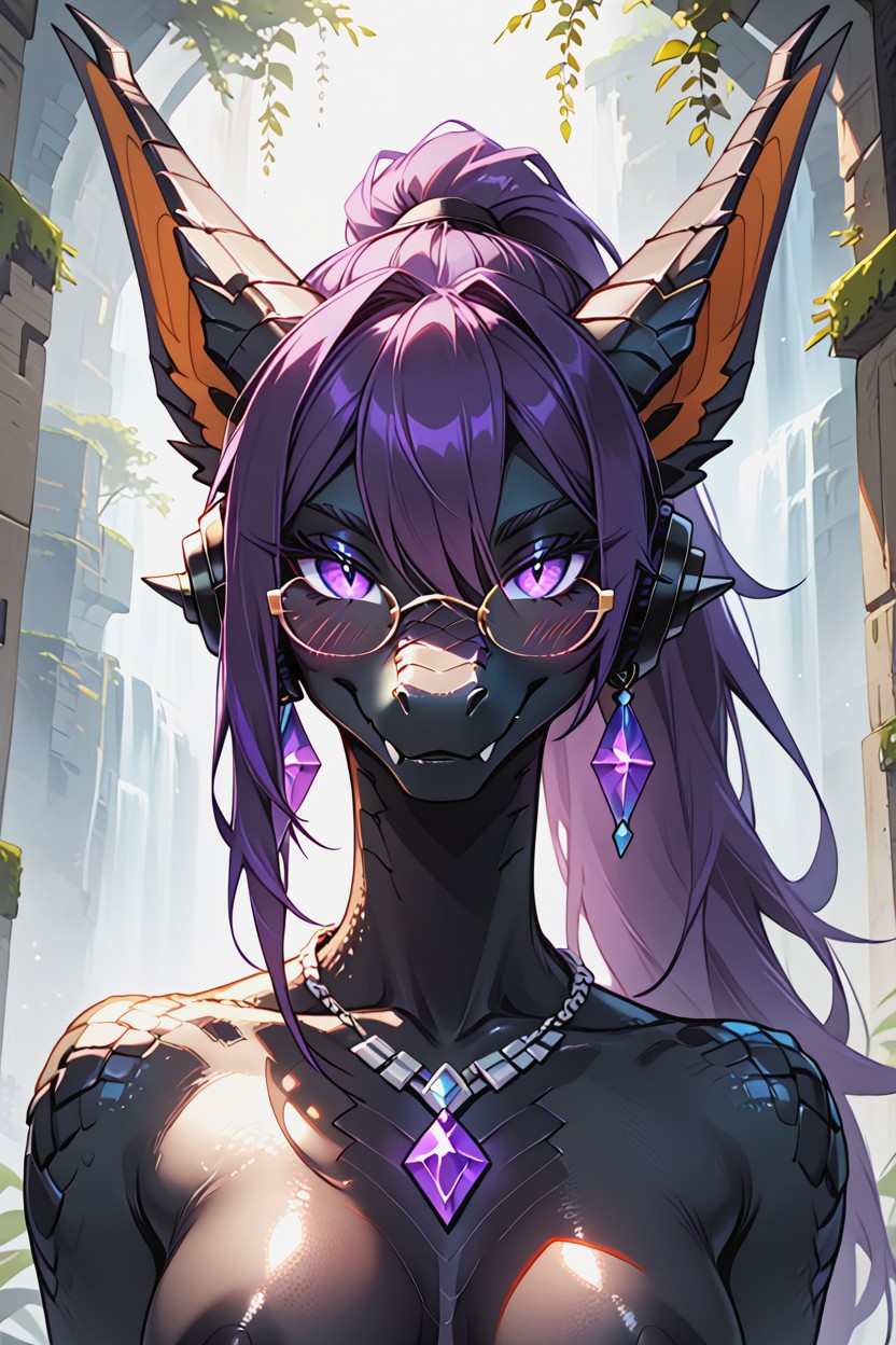 Ender Dragon From Minecraft, Purple Eyes, Big Ears Furry AI Porn