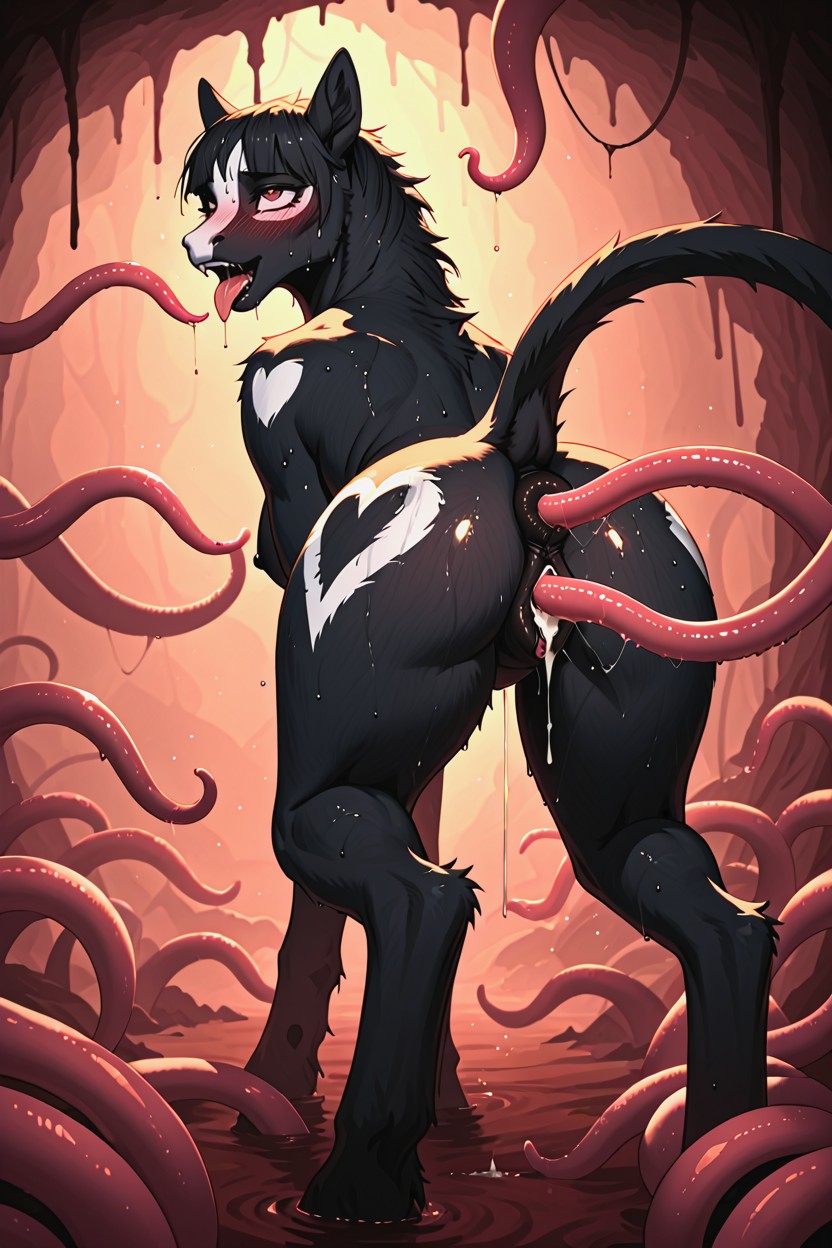 Heart Eyes, Black Anus, Blushing Furry AI Porn