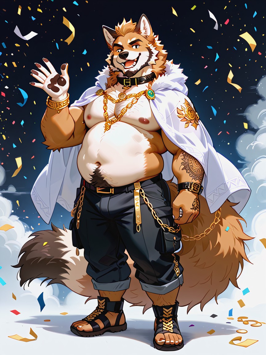 Confetti, Gold Tattoos, Thick Fuzzy Arms Fur Furry AI Porn