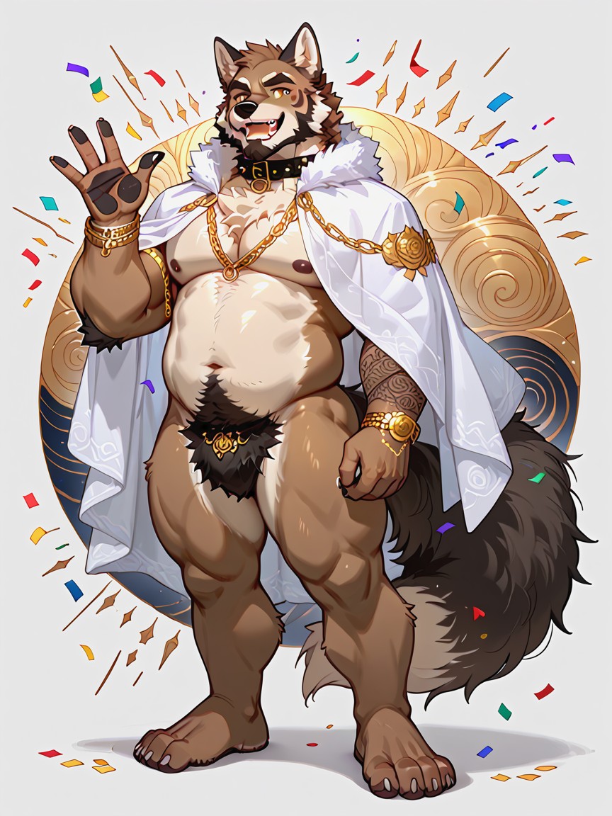 Gold Tattoos, Thick Fuzzy Arms Fur, Big Tail Furry IA