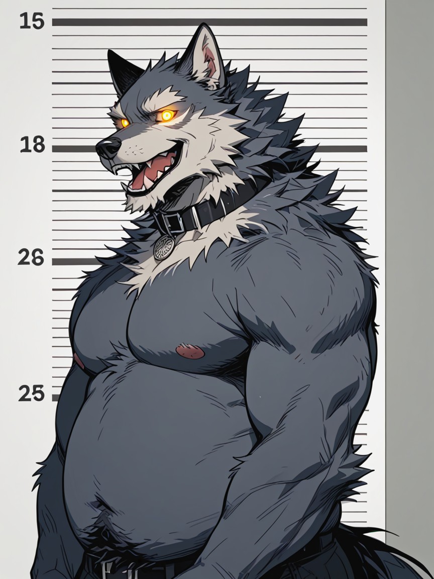 Wolf, Side View, Bulky Furry AI Porn