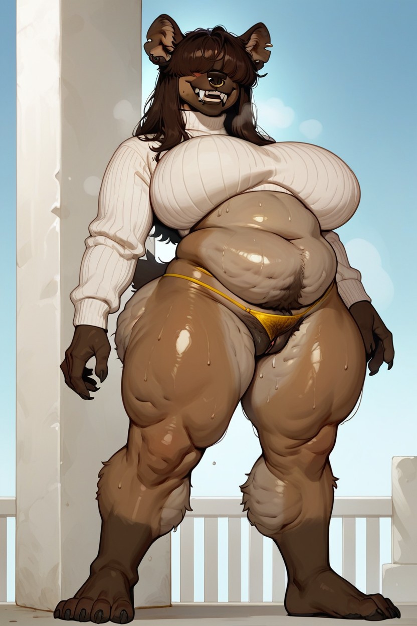 Dark Brown Fur, Snout, Subtle Lift Furry IA