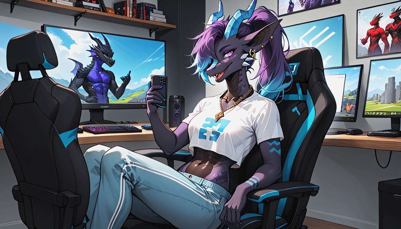 Perfect Figure, Girly, Black Skin Furry AI Porn