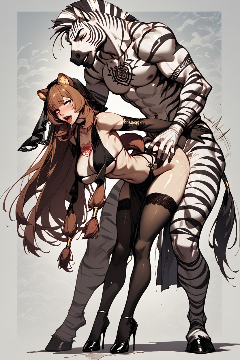 Stockings, Hourglass Shape, Horsehoves Furry AI Porn