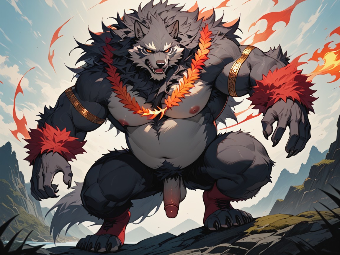 中, Round Belly, Broad Shoulders AI獸人黃片
