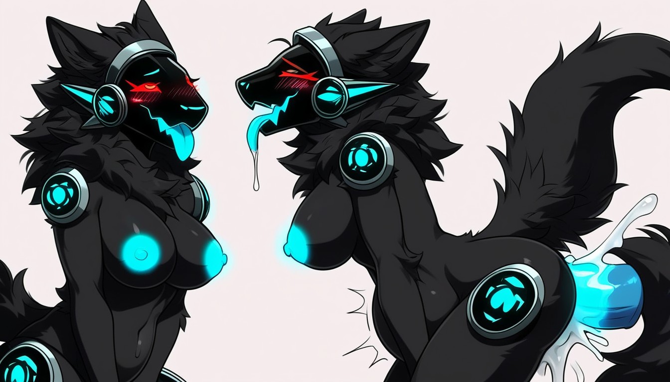 Glowing Nipples, Two Sets Of Eyes, Red Eyes Furry AI Porn