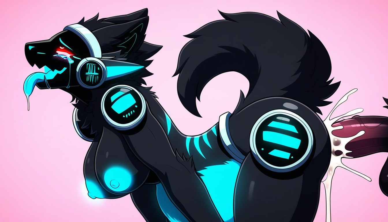 Large Dick, Curled Tail, Happy Crying Furry AI Porn