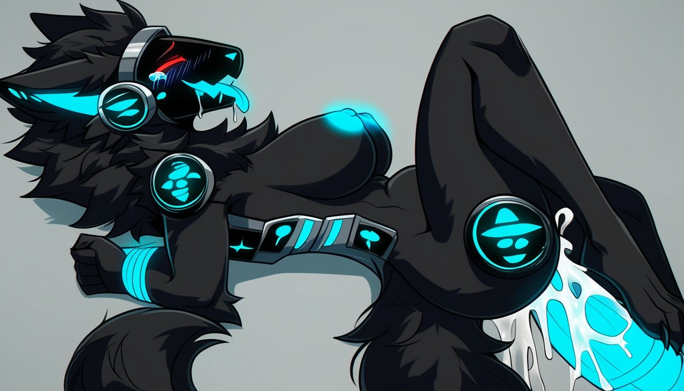 Simple Background, Extreme Belly Bulging, Blushing Furry AI Porn