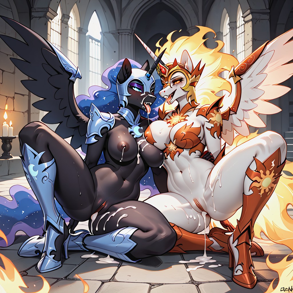Crowns, Cum On Belly, Slit Pupils And Fangs Furry AI Porn