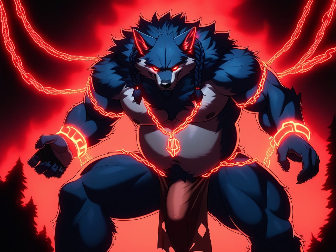 Broad Shoulders, Fat Bodybuilder, Night Time Furry AI Porn