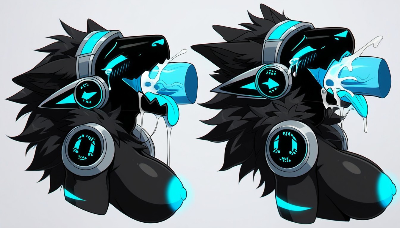 Floating Dick, Protogen Parts, Glowing Nipples Furry AI Porn