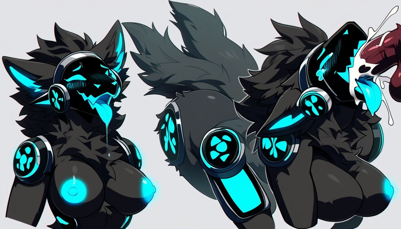 Overlapping Ears, Front View, Fit Protogen Furry AI Porn