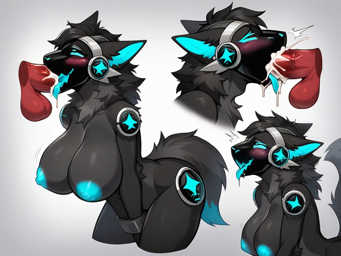 Ahegao, Light Blue Led, 18+ Furry AI Porn