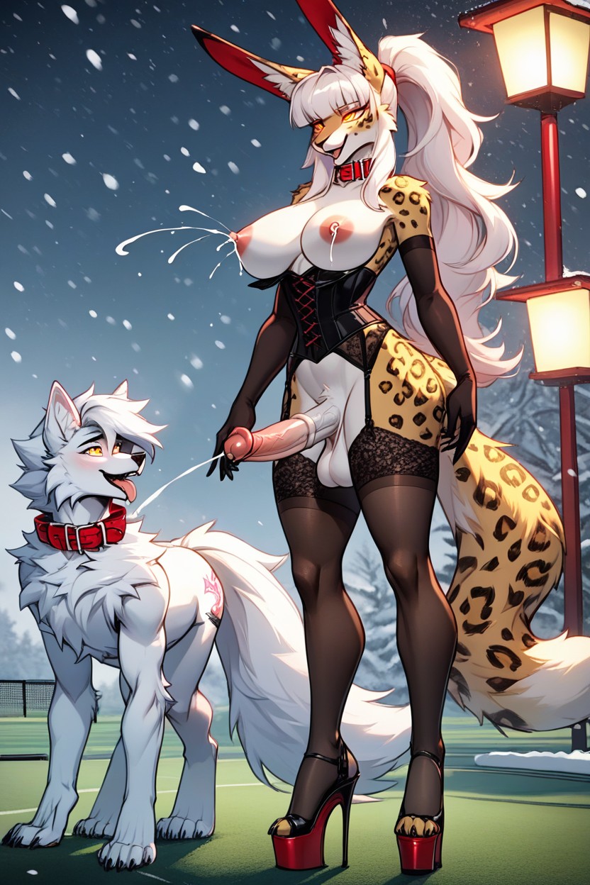 Hypnotic Red Collar, Large Breast, Garter Belt Furry AI Porn