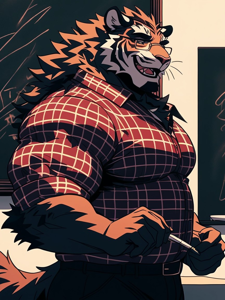 Beefy, Giant Tiger, Side View Furry AI Porn