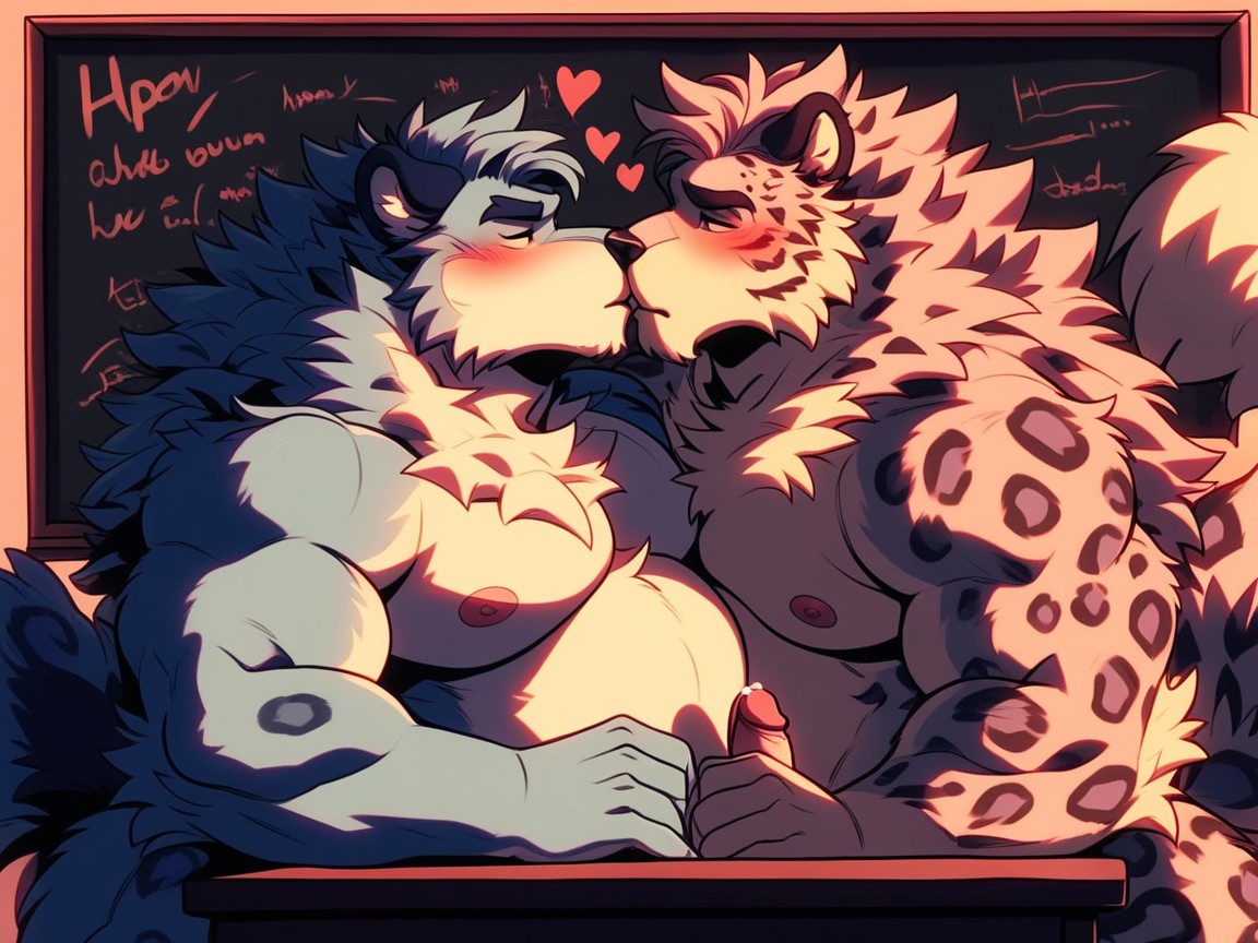 Penises Touching, Precum, Kissing Furry AI Porn