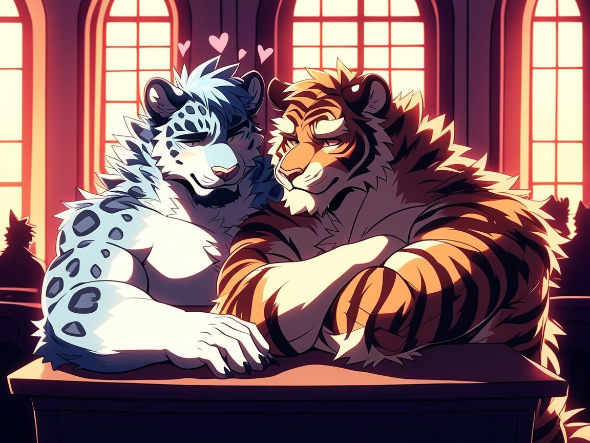 Beefy, Chubby, 2 People Furry AI Porn