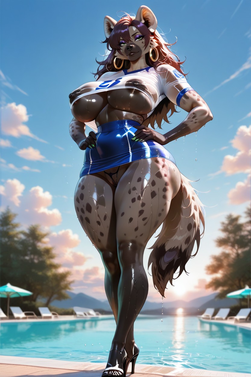 Standing, Sweaty, Sensual Curves Furry AI Porn