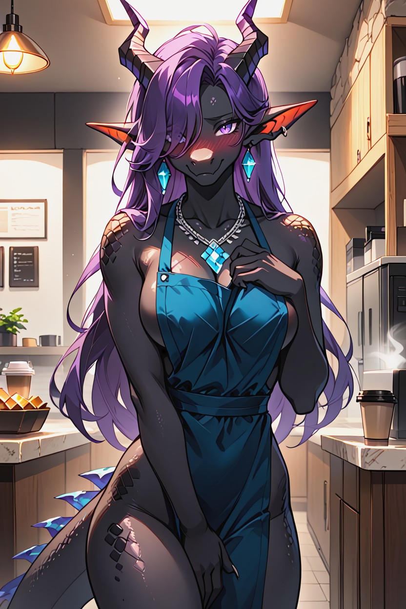 Blue Eyes, Person, Purple Hair Furry AI Porn