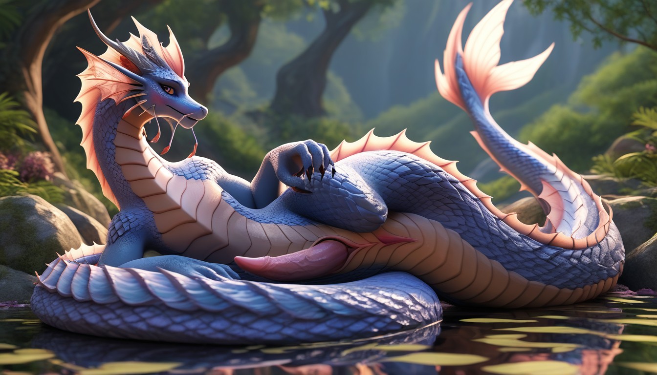 Long Serpentine Body, Fox-like Face, Blushing Furry AI Porn